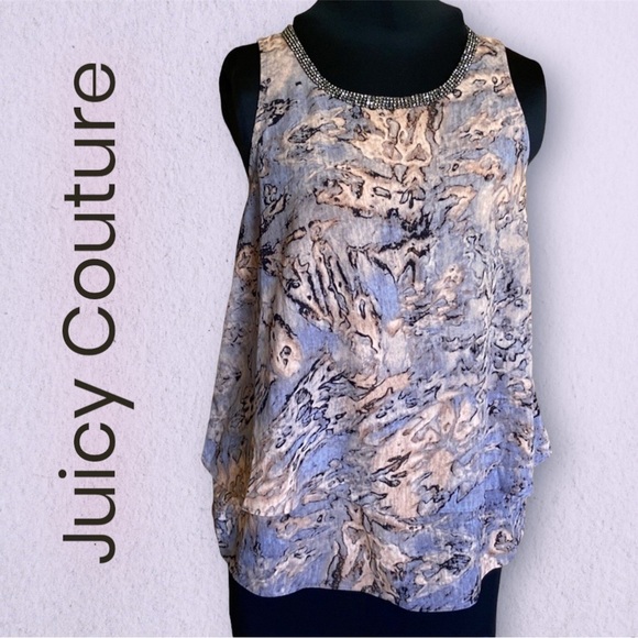 JUICY couture layered embellished gray and peach tank top Size Small - Picture 1 of 11